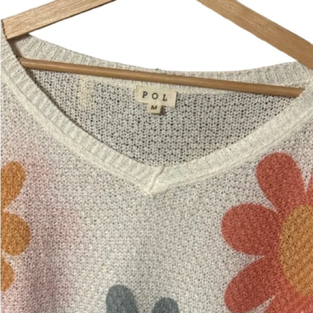 POL White Sweater with Multicolor Floral Design